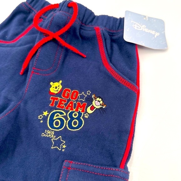 Vintage Winnie The Pooh Cargo Sweatpants Pants Kids Baby Size 12 months NEW - Picture 1 of 5